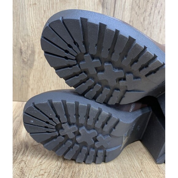 Top Moda Women’s Chunky Lugged Platform Boots Brown Side Zip Comfort Chelsea 8.5 - Picture 13 of 16